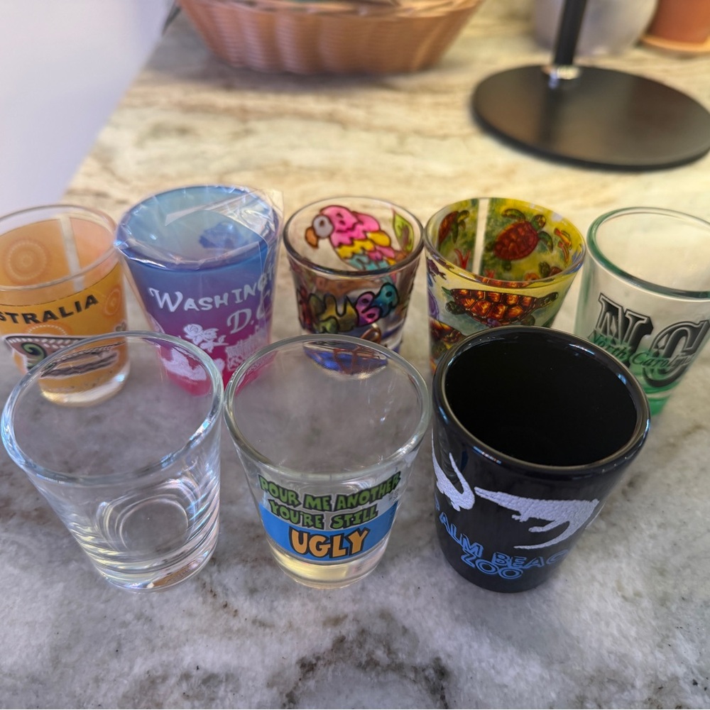 Assorted Colorful 8 Shot Glasses Bundle